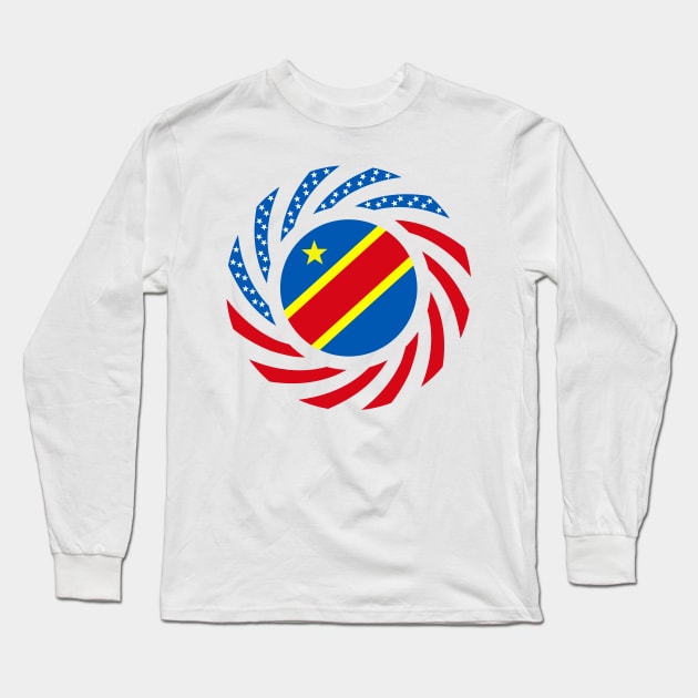 Congolese American (Democratic Republic) Multinational Patriot Flag Series Long Sleeve T-Shirt by Village Values